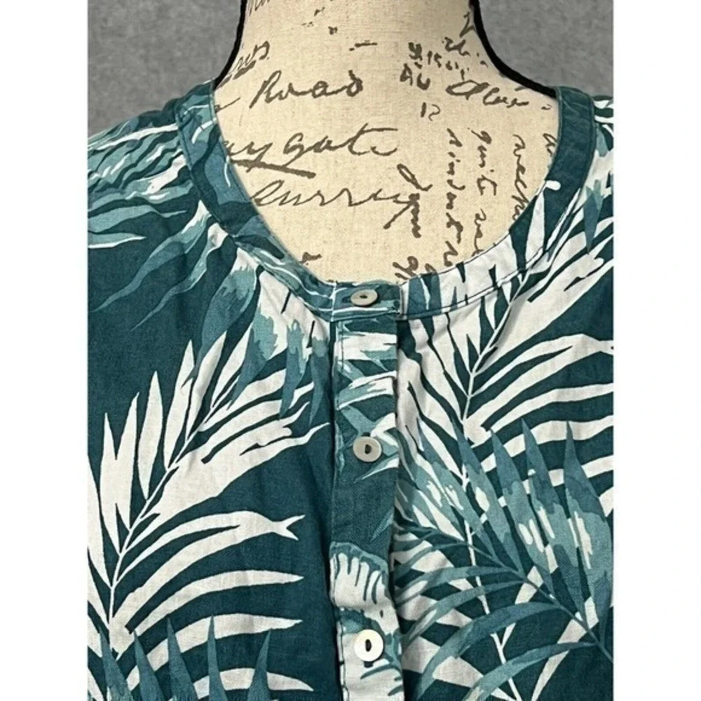 CC california Women linen top floral size medium hawaiian Leaves top - Picture 3 of 8